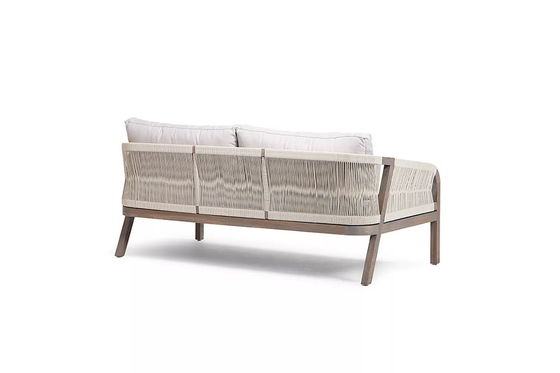 Seilwebe Sofa Patio Set AJUNION Teakholzrahmen Außenmöbel für Strandgärten