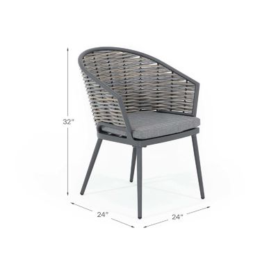Spezifisches AJUNION Wicker Rattan Outdoor Dining Set Aluminiumrahmen Runder Tisch 4 Sitzgelegenheiten
