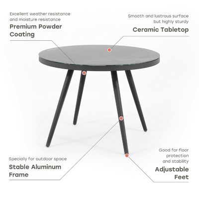Aluminium-Outdoor-Essensatz für 4 Personen Rundtisch und Sessel Gartenmöbel