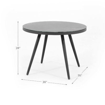 Aluminium-Outdoor-Essensatz für 4 Personen Rundtisch und Sessel Gartenmöbel