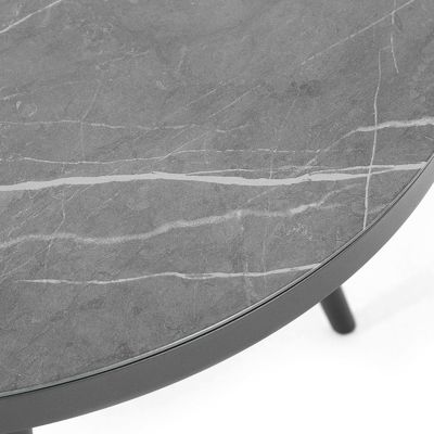 Aluminium-Outdoor-Essensatz für 4 Personen Rundtisch und Sessel Gartenmöbel