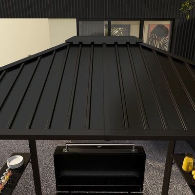 Außengrill 6x8 Hardtop BBQ Gazebo mit 2 Seitenregalen 102 lbs H92.5 x W96.5 x D70.9