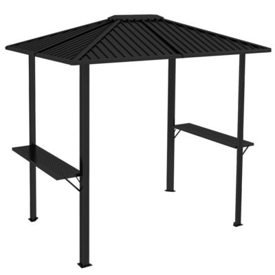 Außengrill 6x8 Hardtop BBQ Gazebo mit 2 Seitenregalen 102 lbs H92.5 x W96.5 x D70.9