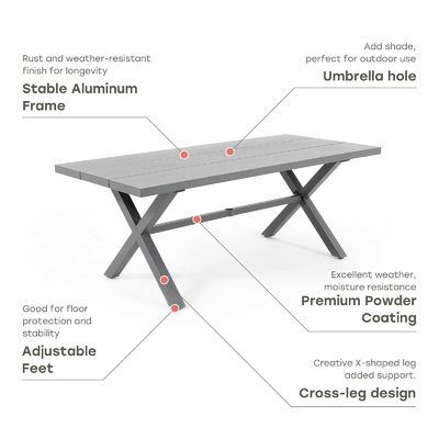 AJUNION X-Form Outdoor Dining Set für Restaurant 76"D x 36"W x 30'H Tischgröße
