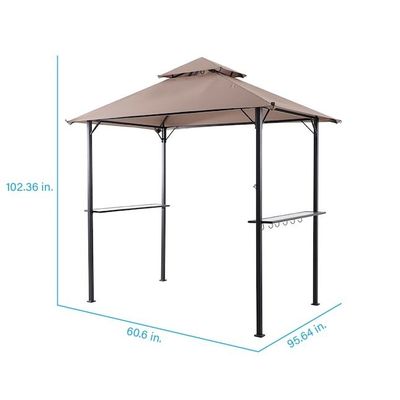 Außen-Patio Grill Gazebo Zelt AJUNION 5x8 Doppelgeschicht BBQ Baldachin mit Stahlrahmen