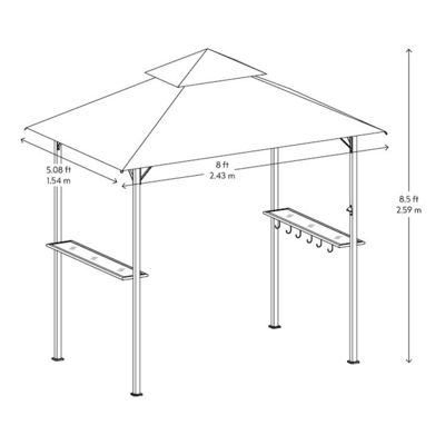 Außen-Patio Grill Gazebo Zelt AJUNION 5x8 Doppelgeschicht BBQ Baldachin mit Stahlrahmen