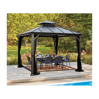 Polyestergewebe AJUNION 10x10ft galvanisiertes Stahldoppeldechdach Pavillon mit Reißverschluss
