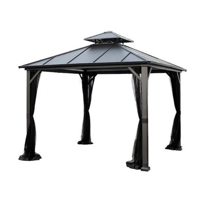 Polyestergewebe AJUNION 10x10ft galvanisiertes Stahldoppeldechdach Pavillon mit Reißverschluss