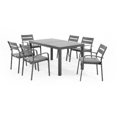 Erweiterbarer Metall Esstisch und Stuhl für 4-8 Personen im Hof von AJUNION