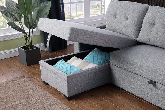 Postverpackung Allwetter Stoff L-Form Sektionssofa Bett Lounge Set mit Kissen