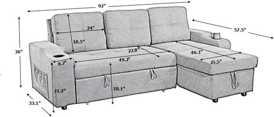 Postverpackung Allwetter Stoff L-Form Sektionssofa Bett Lounge Set mit Kissen