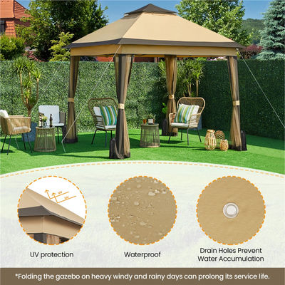 Pulverbeschichtet 3,3 x 3,3 M Außen-Gazebo-Zelt mit 4 Maschen-Seitenwänden