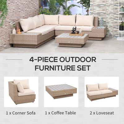 Freizeit Outdoor-Patio-Möbel modernes Design Wicker Rattan Ecksofa Set für den Garten