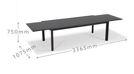 Verlängerbares Terrassen-Set L 336,5 x W 107,5 x H 75cm AJUNION Aluminium-Esstisch im Freien