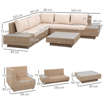 Freizeit Outdoor-Patio-Möbel modernes Design Wicker Rattan Ecksofa Set für den Garten