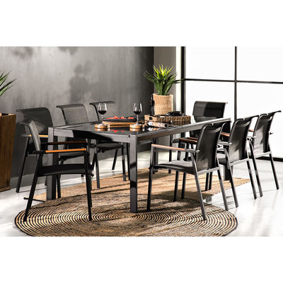 Außen 8 Sitzplätze erweiterbares Esstischset mit Sessel im modernen Luxusdesign