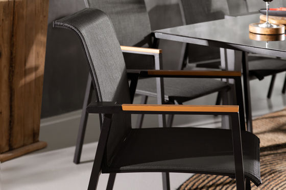 Außen 8 Sitzplätze erweiterbares Esstischset mit Sessel im modernen Luxusdesign