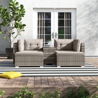 Außenlounge mit Metallrahmen AJUNION Rattan Gartenmöbel W52 x D56 x H87cm