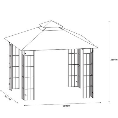 Polyestergewebe D300 x W300 x H280cm Grill Gazebo Ersatzdach für Terrassenunterkunft