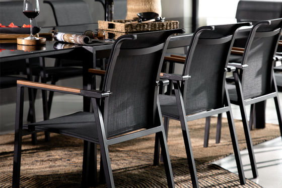 Außen 8 Sitzplätze erweiterbares Esstischset mit Sessel im modernen Luxusdesign