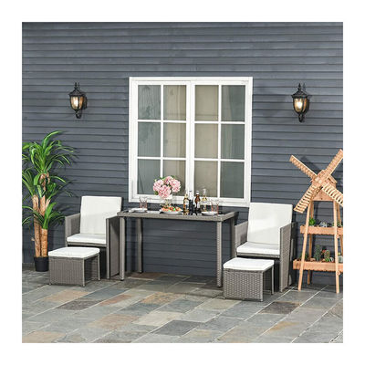 AJUNION Raumsparen Design Gartenmöbel Set mit Kissen und PE Wicker Rattan
