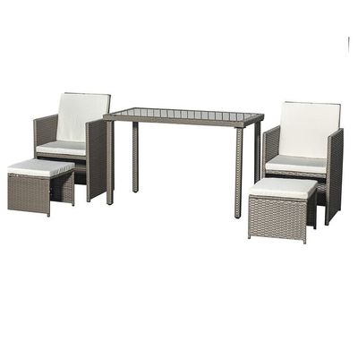 AJUNION Raumsparen Design Gartenmöbel Set mit Kissen und PE Wicker Rattan