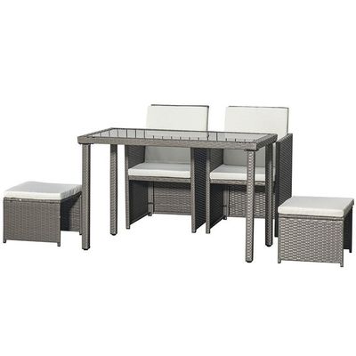 AJUNION Raumsparen Design Gartenmöbel Set mit Kissen und PE Wicker Rattan