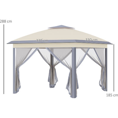 Rottfest L330 x W330 x H288cm AJUNION Garten Gazebo Außendachdachschatten Pop-up Zelt