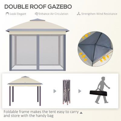 Rottfest L330 x W330 x H288cm AJUNION Garten Gazebo Außendachdachschatten Pop-up Zelt