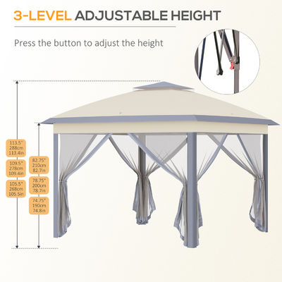 Rottfest L330 x W330 x H288cm AJUNION Garten Gazebo Außendachdachschatten Pop-up Zelt