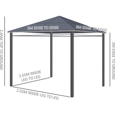 Stahlrahmen AJUNION Außenwasserdichtes Dachdach Schutzhütte Pavillon mit Polycarbonatdach
