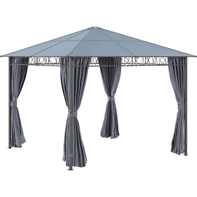 Stahlrahmen AJUNION Außenwasserdichtes Dachdach Schutzhütte Pavillon mit Polycarbonatdach