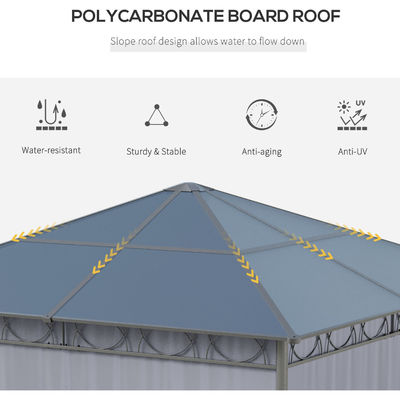 Stahlrahmen AJUNION Außenwasserdichtes Dachdach Schutzhütte Pavillon mit Polycarbonatdach
