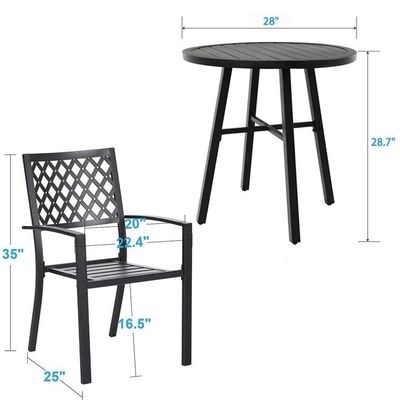 Outdoor Balkon Bistro Set Metall Gartenmöbel mit Klappdesign und 2 Sitzplätzen
