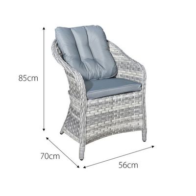 Außenmöbel Set mit rundem Esstisch AJUNION 4 Sitzplätze Witterungsbeständig Woven Rattan