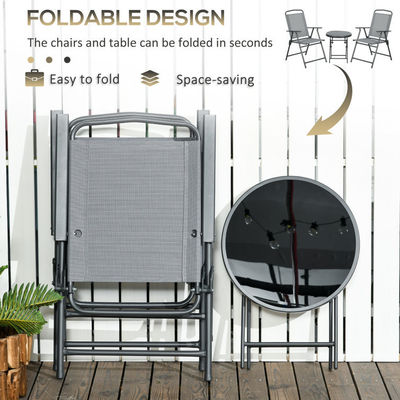 Tragbare Klappstuhl Balkon Möbel Bistro Set Gartenstuhl AJUNION Metall Outdoor