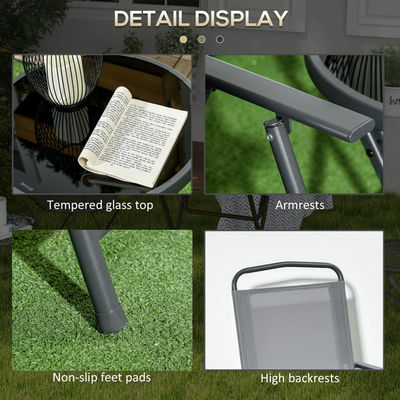 Tragbare Klappstuhl Balkon Möbel Bistro Set Gartenstuhl AJUNION Metall Outdoor