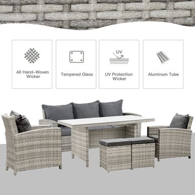 Freizeit Outdoor-JUNION Handgewebte Wachsgartenmöbel mit gehärtetem Glas