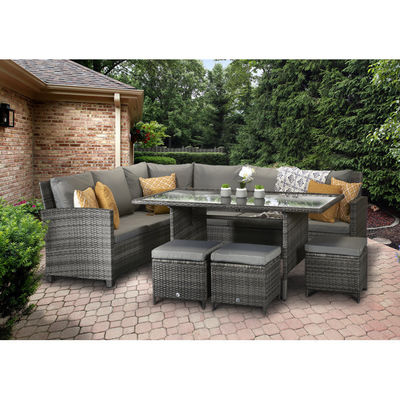 Freizeit Outdoor AJUNION 9 Sitz PE Rattan Garten Speisegemübel mit Kissen