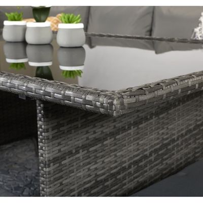 Freizeit Outdoor AJUNION 9 Sitz PE Rattan Garten Speisegemübel mit Kissen