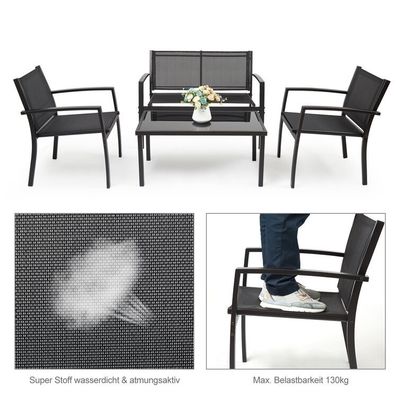 Balkon oder Patio Lounge Set Metallrahmen Garten Set für Outdoor 4 Sitzplätze Entspannung