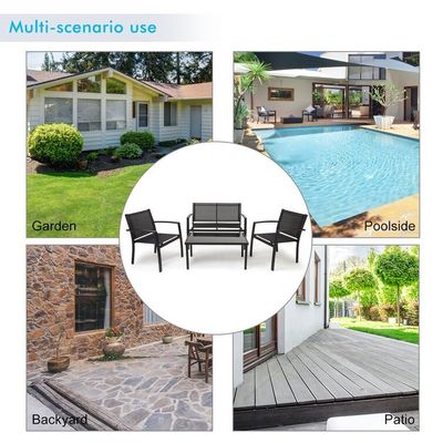 Balkon oder Patio Lounge Set Metallrahmen Garten Set für Outdoor 4 Sitzplätze Entspannung