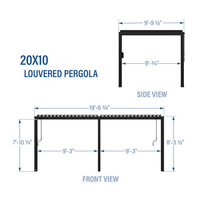 Außengarten Bioklimatische Metallpergola L20xW10ft mit wasserdichtem Louver Dachsystem