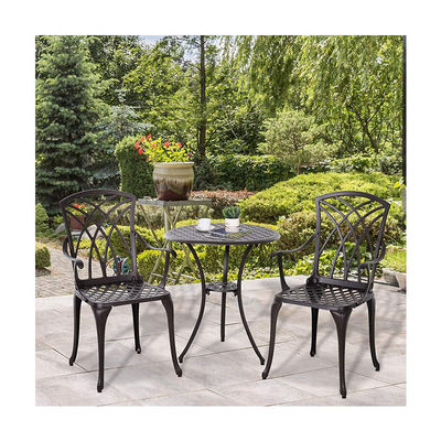 Balkonmöbel aus gegossenem Aluminium AJUNION 2-Sitzer Outdoor Bistro Set mit rundem Tisch