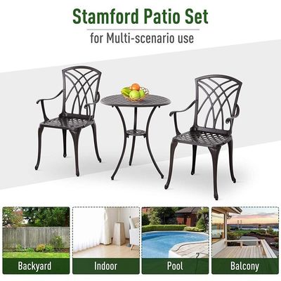 Balkonmöbel aus gegossenem Aluminium AJUNION 2-Sitzer Outdoor Bistro Set mit rundem Tisch