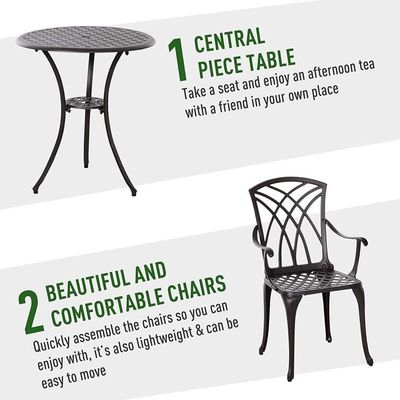 Balkonmöbel aus gegossenem Aluminium AJUNION 2-Sitzer Outdoor Bistro Set mit rundem Tisch