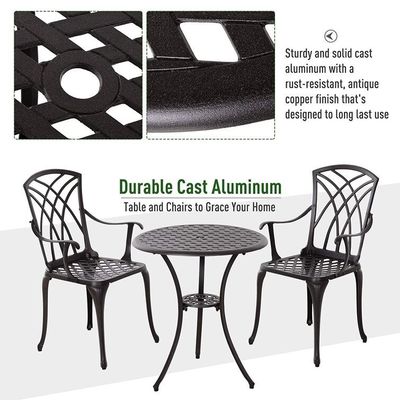 Balkonmöbel aus gegossenem Aluminium AJUNION 2-Sitzer Outdoor Bistro Set mit rundem Tisch