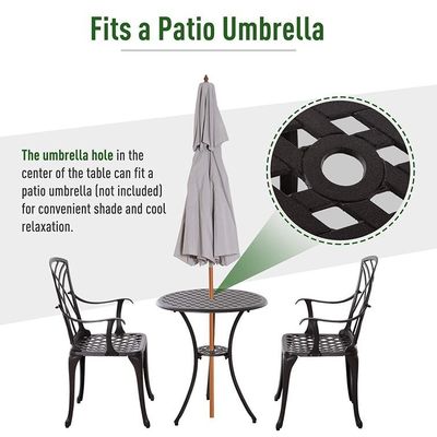 Balkonmöbel aus gegossenem Aluminium AJUNION 2-Sitzer Outdoor Bistro Set mit rundem Tisch