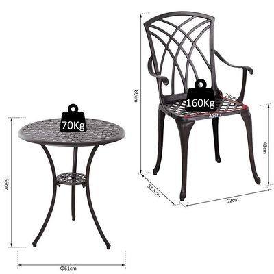 Balkonmöbel aus gegossenem Aluminium AJUNION 2-Sitzer Outdoor Bistro Set mit rundem Tisch