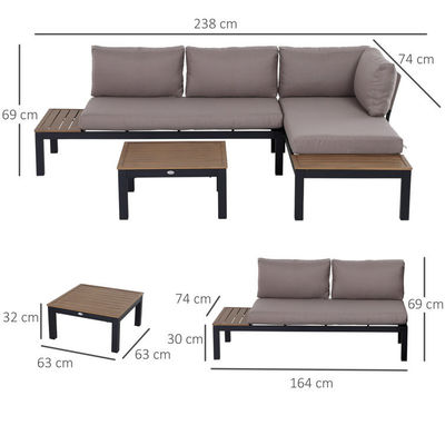 Moderne L-Form-Sofa-Set Metallrahmen Außenmöbel Lounge-Set von AJUNION